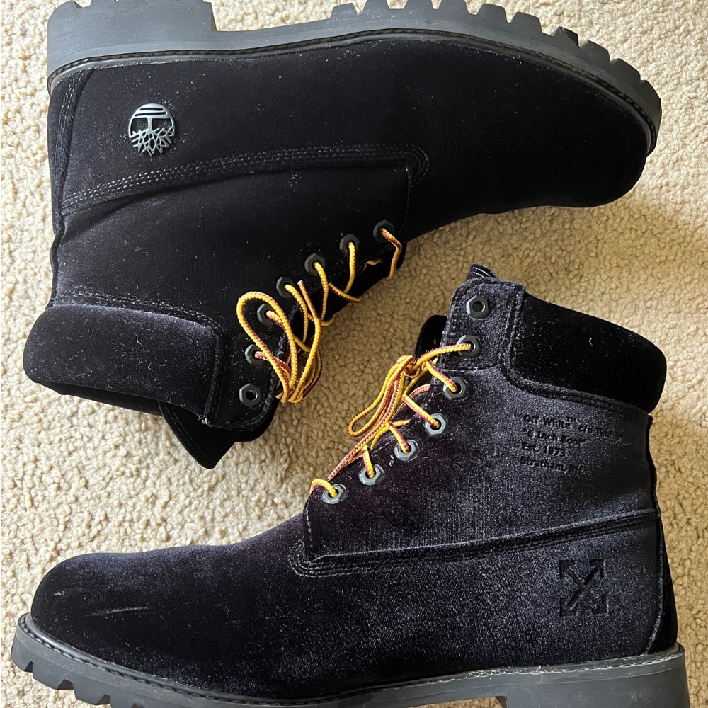 Timberland x Off-White Virgil Abloh (Mens 12) 6” Boot Black Velvet Limited Rare - Picture 6 of 9
